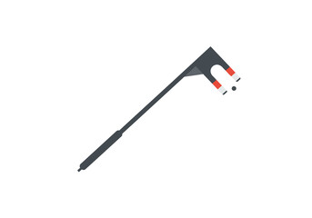 A magnetic grabber tool hovering above a steel ball