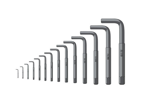 Ascending Hex Key Symphony Tools aligned in precise graduated order