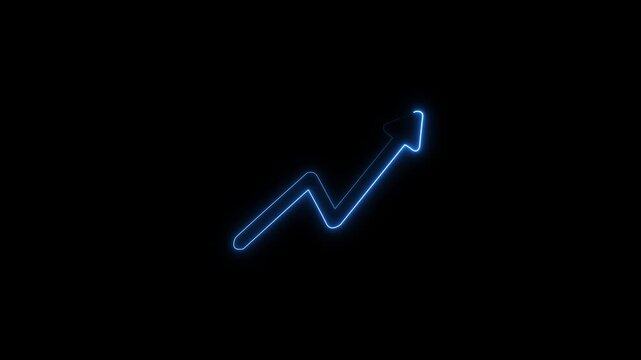 Bright blue glowing graph icon with an arrow indicating growth. This futuristic image symbolizes progress and upward trends, perfect for business and technology 4k icon.