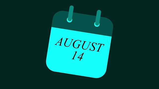 14 november month calendar with time symbol. Simple calendar icon animation and date change of time month.