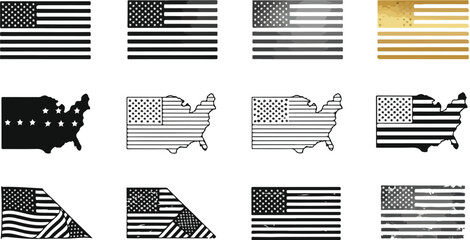 American flag and map graphics