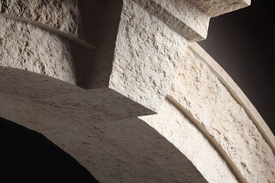 Focused keystone arch reveals textured craftsmanship under studio lighting.