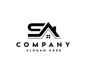 SA letter real estate logo with a house for a property business or construction company