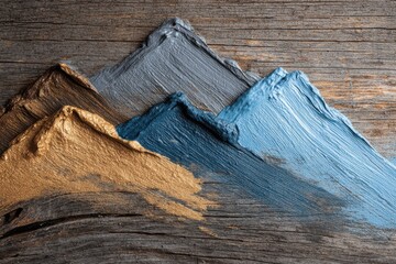 Acrylic paint blend with mountain silhouette, ideal for artistic home decor and unique interior design projects, perfect for creative enthusiasts and decorators