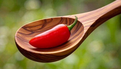 Red pepper in wooden spoon