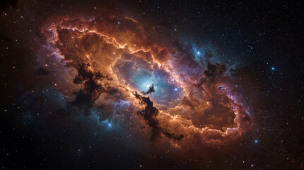 Obraz premium Vibrant cosmic cloud a stunning nebula illuminates the vastness of deep space with brilliant colors