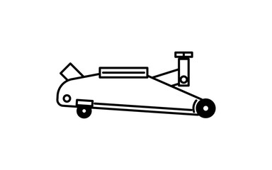 Simple and cute line icon of floor jack for vehicle lifting and car maintenance illustration