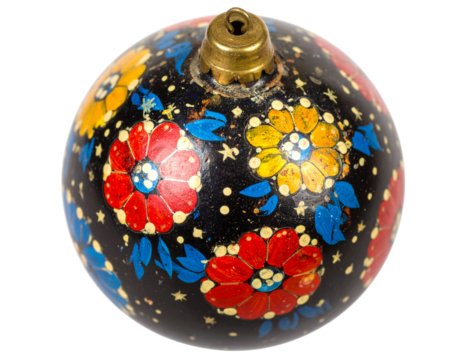 Hand-Painted Vintage Christmas Ornament PNG