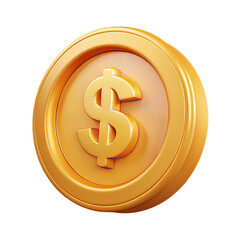 3D Glossy Gold Plastic Currency Coin with Clean Detailing and Reflections