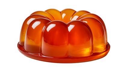 Orange jelly dessert isolated on transparent background