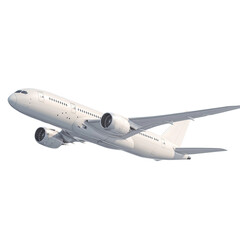 realistic 3d model of white airplane flying
