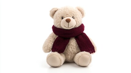 Obraz premium Closeup of adorable teddy bear wearing warm scarf perfect gift for comfort and joy