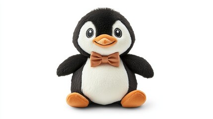 Fototapeta premium Adorable stuffed penguin with festive bow perfect gift for holiday cheer