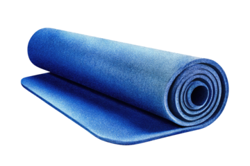 Rolled-up blue exercise mat