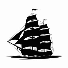 Vintage Sailing Ship Silhouette