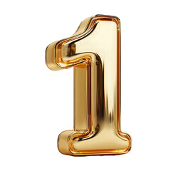 luxury golden number 1 design in 3d
