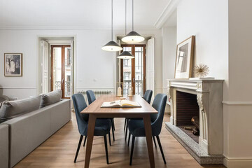 modern luxury dining room interior, 3d render