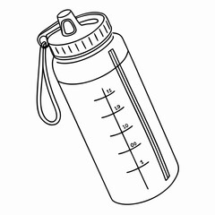 Simple line drawing of a water bottle with measurement markings