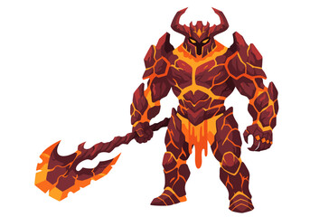 Volcanic Knight Wields Fiery Axe Armor Aglow