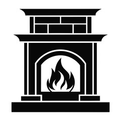fireplace vector clean black silhouette design white background