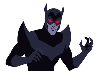 Wrathful Talon A brooding figure with piercing red eyes clad in menacing dark armor a study in stylized menace