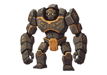 Golem Guardian Runes etched in stone a titan stands ancient eyes glowing
