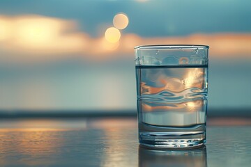 High Definition View of a Glass of Water is Filled with Liquid