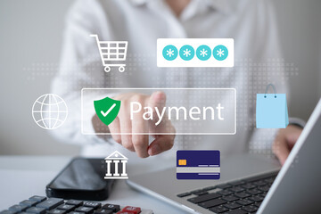 Online payment digital banking technology password encryption information protection safety identity verification authentication credit card concept