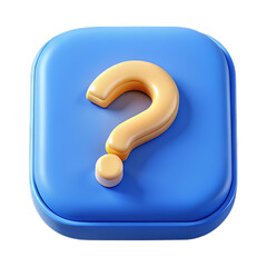 Plastic Help Icon with Raised Question Mark on Vibrant Blue Rounded Tile