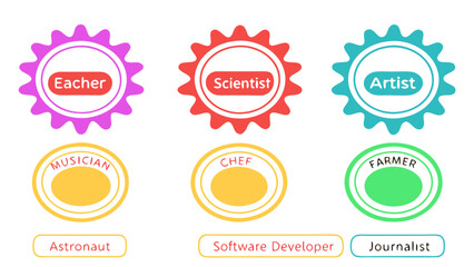 Obraz premium Collection of profession icons and labels for careers