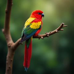 Obraz premium A stunning and colorful bird with long, elegant tail feathers perched on a unique tropical branch