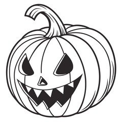 A spooky jackolantern pumpkin for halloween isolated on white background