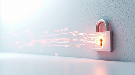 Secure data encryption concept with glowing flow through barrier design