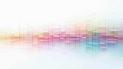 Abstract pastel panel of data segments with horizontal colored strips on white background