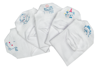 Baby socks isolated on a white background. Little kittens in the image, Clipping path included.