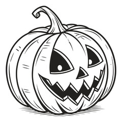 Jackolantern with a spooky face isolated on white background