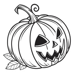 Spooky jackolantern pumpkin carving isolated on white background