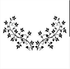Black silhouette of a symmetrical floral vine border