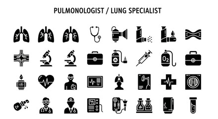 Pulmonologist and Lung Specialist Icons