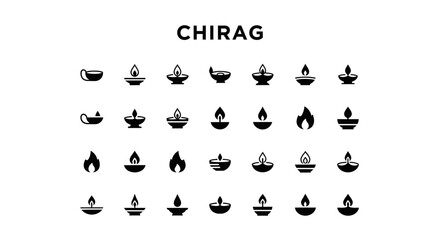 Traditional Indian Lamp 'Chirag' Icons