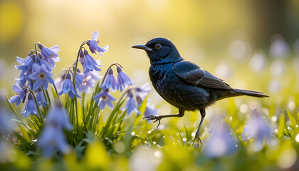 Naklejka premium blue tit on the branch