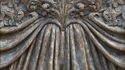 Naklejka premium Ornate carved wooden drapery