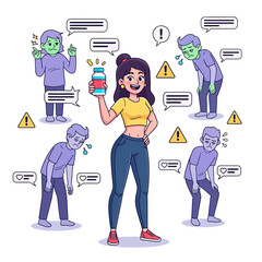 Social media influencer promoting a beauty product, The dark side of beauty enhancement trends and the negative impact on self-esteem