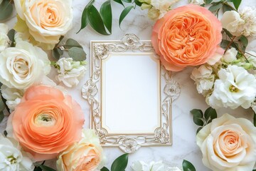 pixel perfect picture of top view wedding invitation card