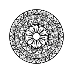 Black and White Mandala Vector Illustration | Intricate Geometric Pattern | Zentangle Inspired Design.
