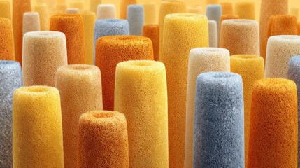 Cylindrical forms in warm pastel hues