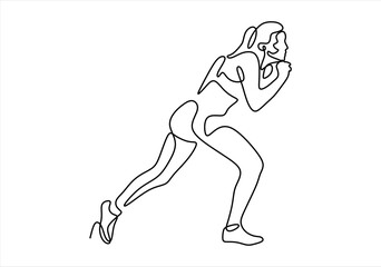 vector illustration of single continuous line woman running.  line icon-continuous line drawing. Editable stroke.
