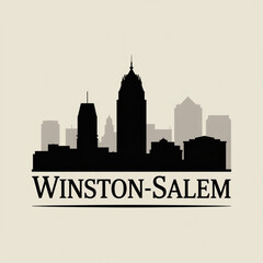Fototapeta premium Winston-Salem Skyline Silhouette - Historic North Carolina City Vector Illustration in Black and White