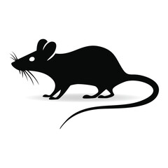Fototapeta premium Black Silhouette of a Mouse with Long Whiskers and Tail