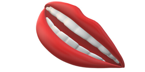 3D Render Lips with Smiling Mouth Isolated on a  Transparent Background